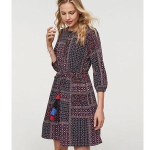 PATCHWORK TASSEL TIE WAIST DRESS